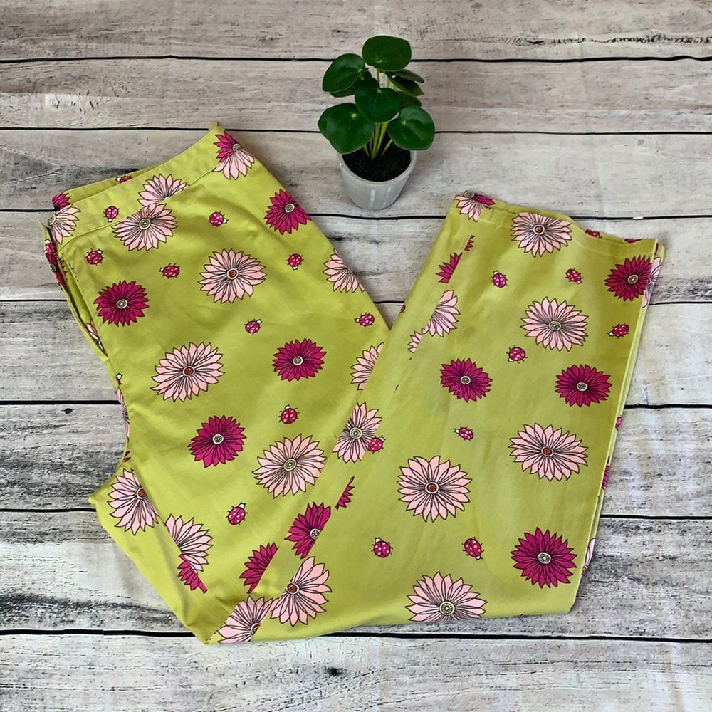 Randi M. Straight Leg Pants with Flowers and Ladybugs